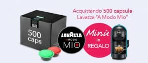 Speciale A Modo Mio con 500 cialde in REGALO Macchina Lavazza Minù