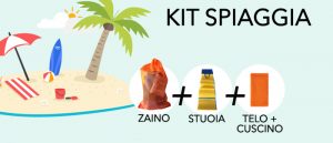 Kit Spiaggia: Telo, Cuscino, Stuoia e Zainetto