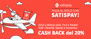 CASHBACK SATISPAY del 20% sugli acquisti in negozio